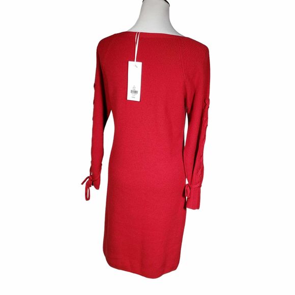 Etcetera Medium Red Knit Long Sleeve Sweater Dress NWT - Picture 5 of 9